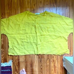 Burnt yellow Italian linen oversized shirt, One Size Fits All